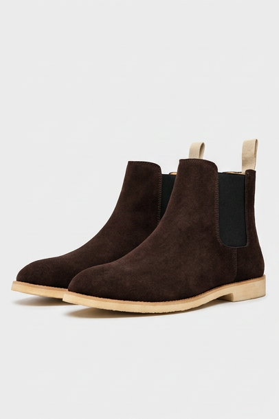 Hugo | Black Suede Leather Chelsea Ankle Boots Smart Casual — Chocolat Brown