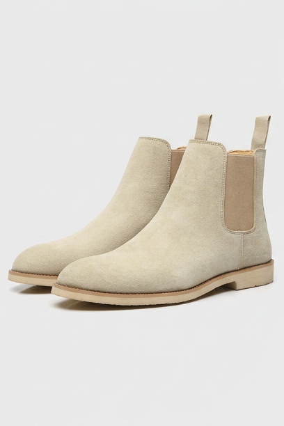 Hugo | Black Suede Leather Chelsea Ankle Boots Smart Casual — Beige