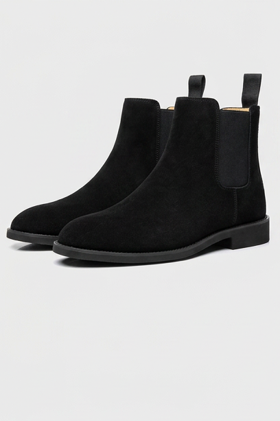 Hugo | Black Suede Leather Chelsea Ankle Boots Smart Casual — Black