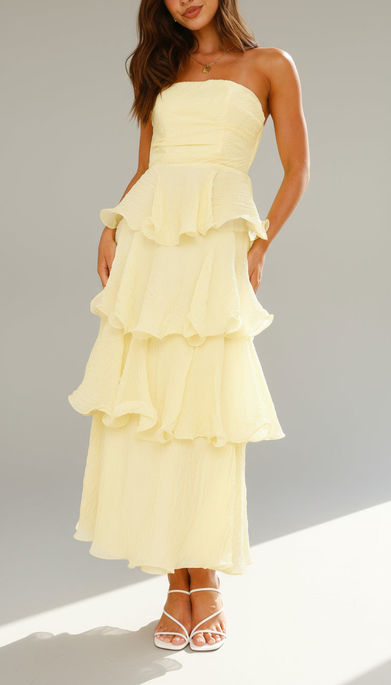 Octavia | Spring Summer Maxi Wedding Guest Dresses Elegant — Yellow