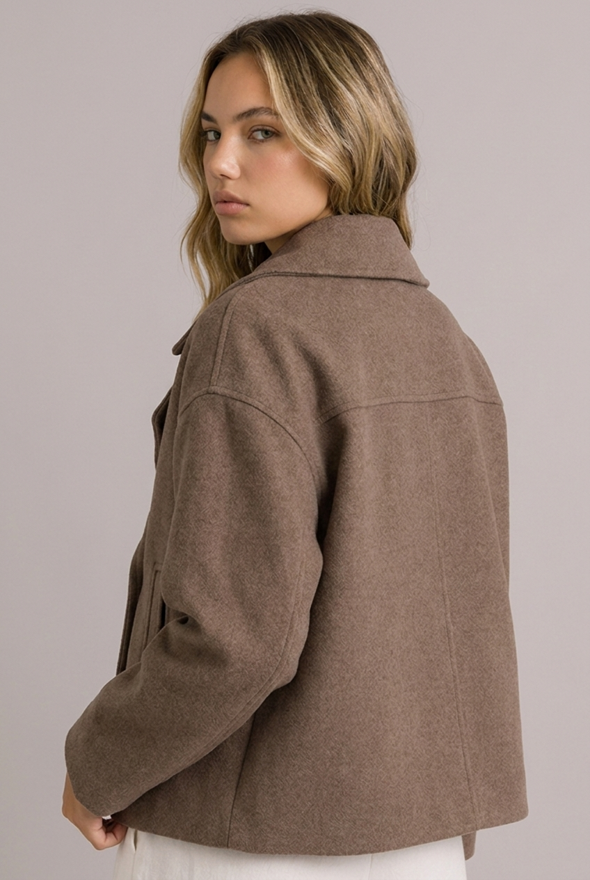 Aurelia | Cropped Black Puffer Blazer Jacket in Faux Leather