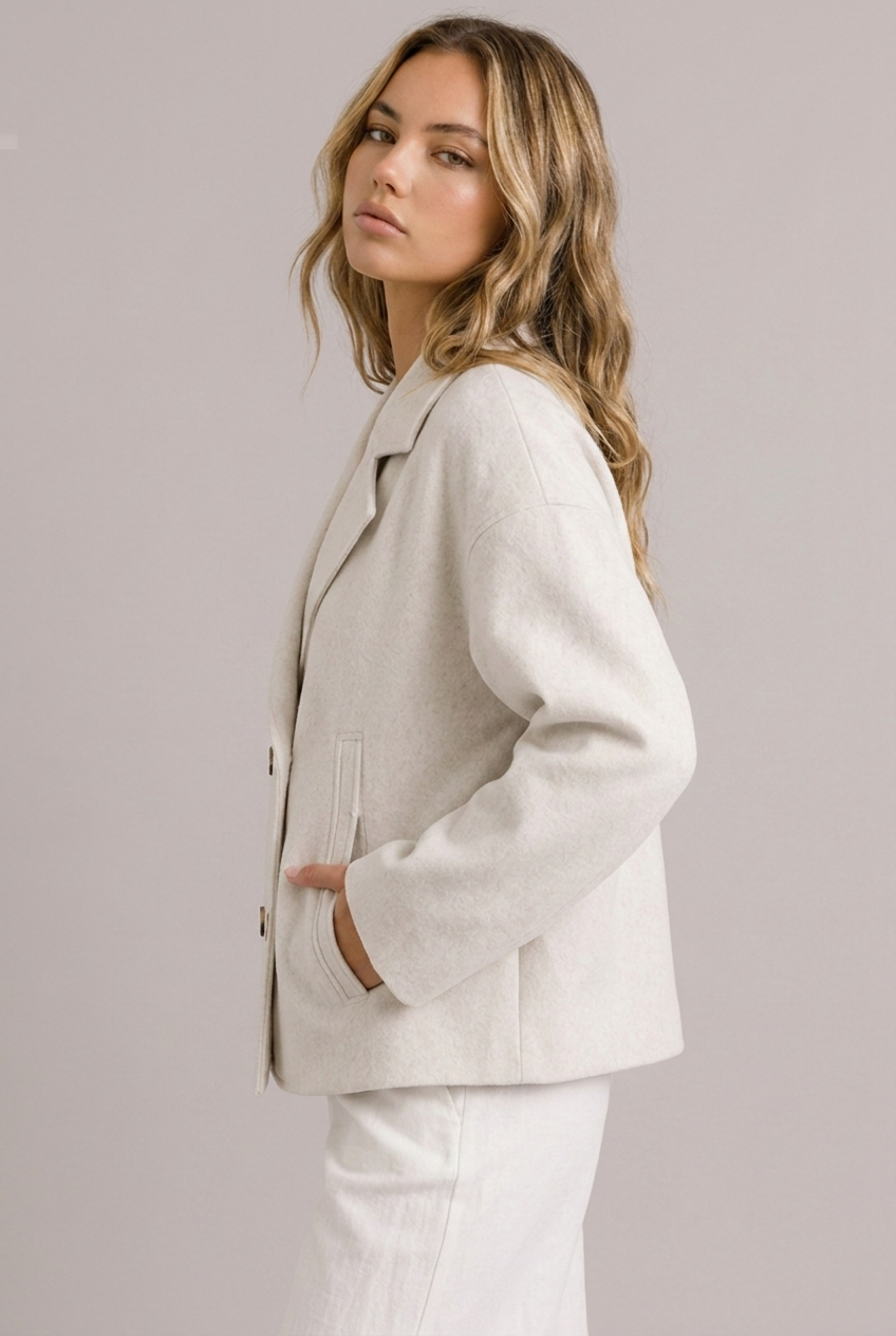 Aurelia | Cropped Black Puffer Blazer Jacket in Faux Leather