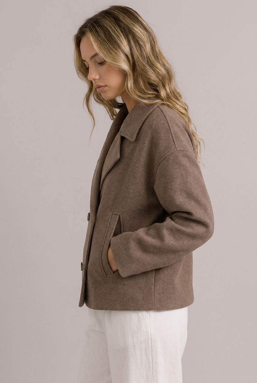 Aurelia | Cropped Black Puffer Blazer Jacket in Faux Leather