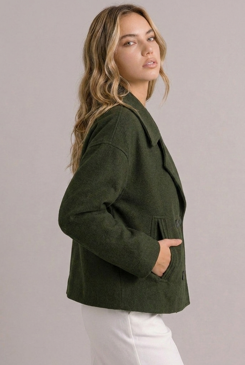 Aurelia | Cropped Black Puffer Blazer Jacket in Faux Leather