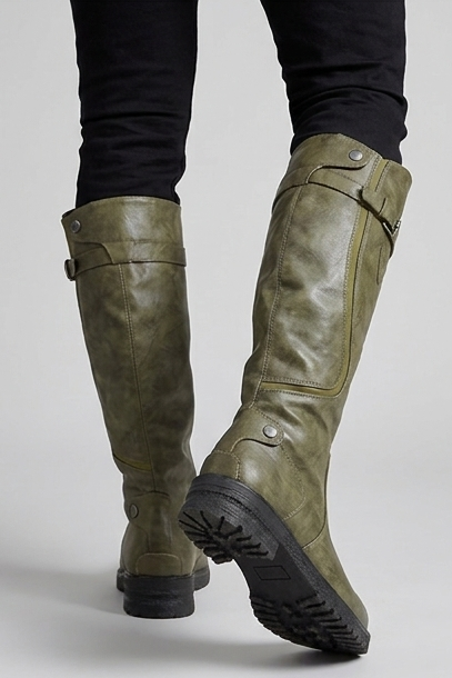 Zelie | Tall Knee High Wide Fit Leather Boots with Buckle