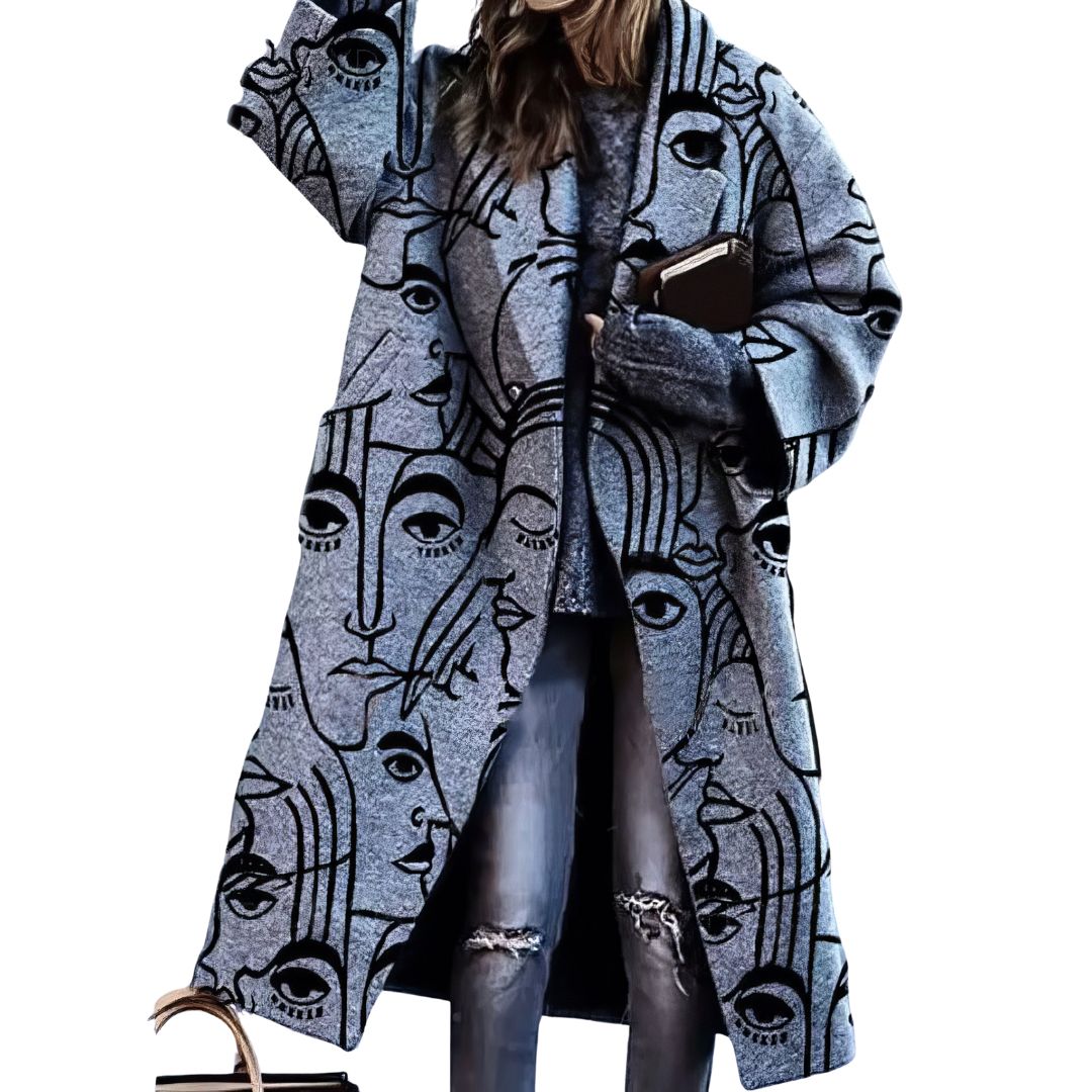 Octavia | Double Breasted Herringbone Wool Trench Coat Black