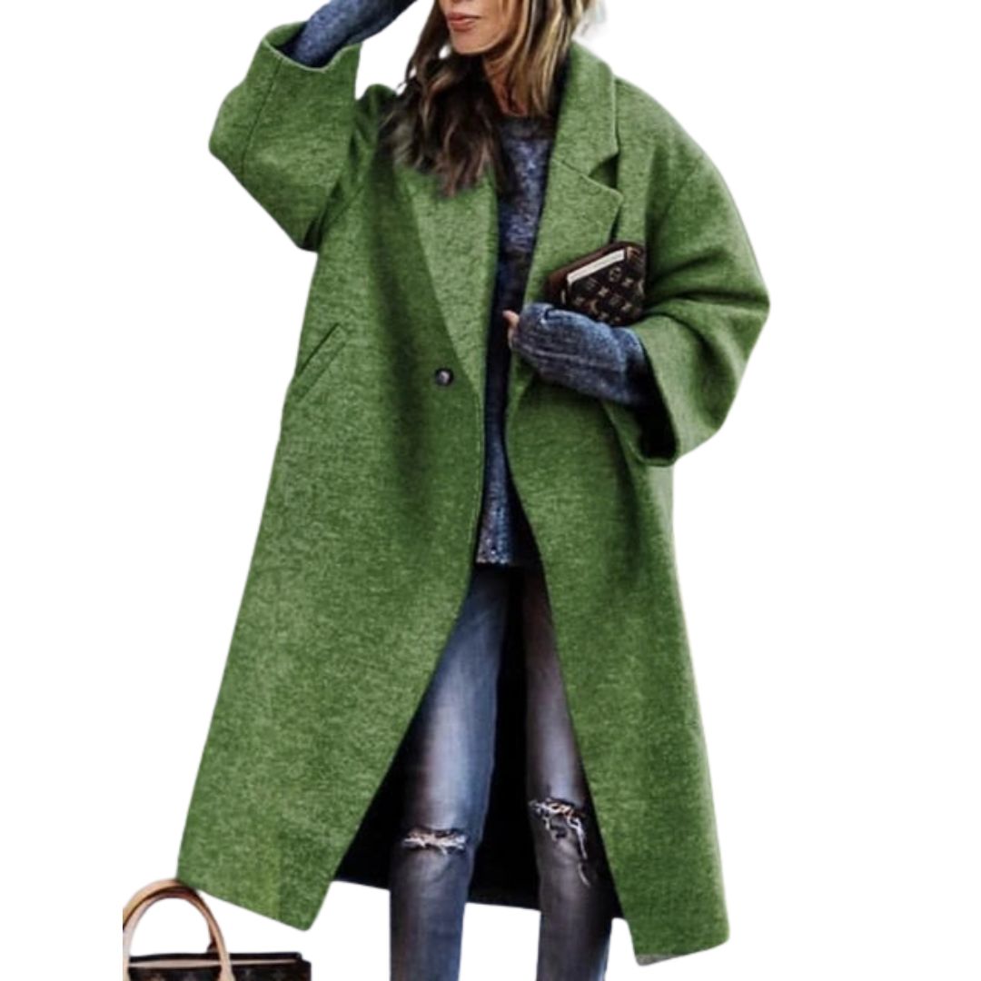 Octavia | Double Breasted Herringbone Wool Trench Coat Black