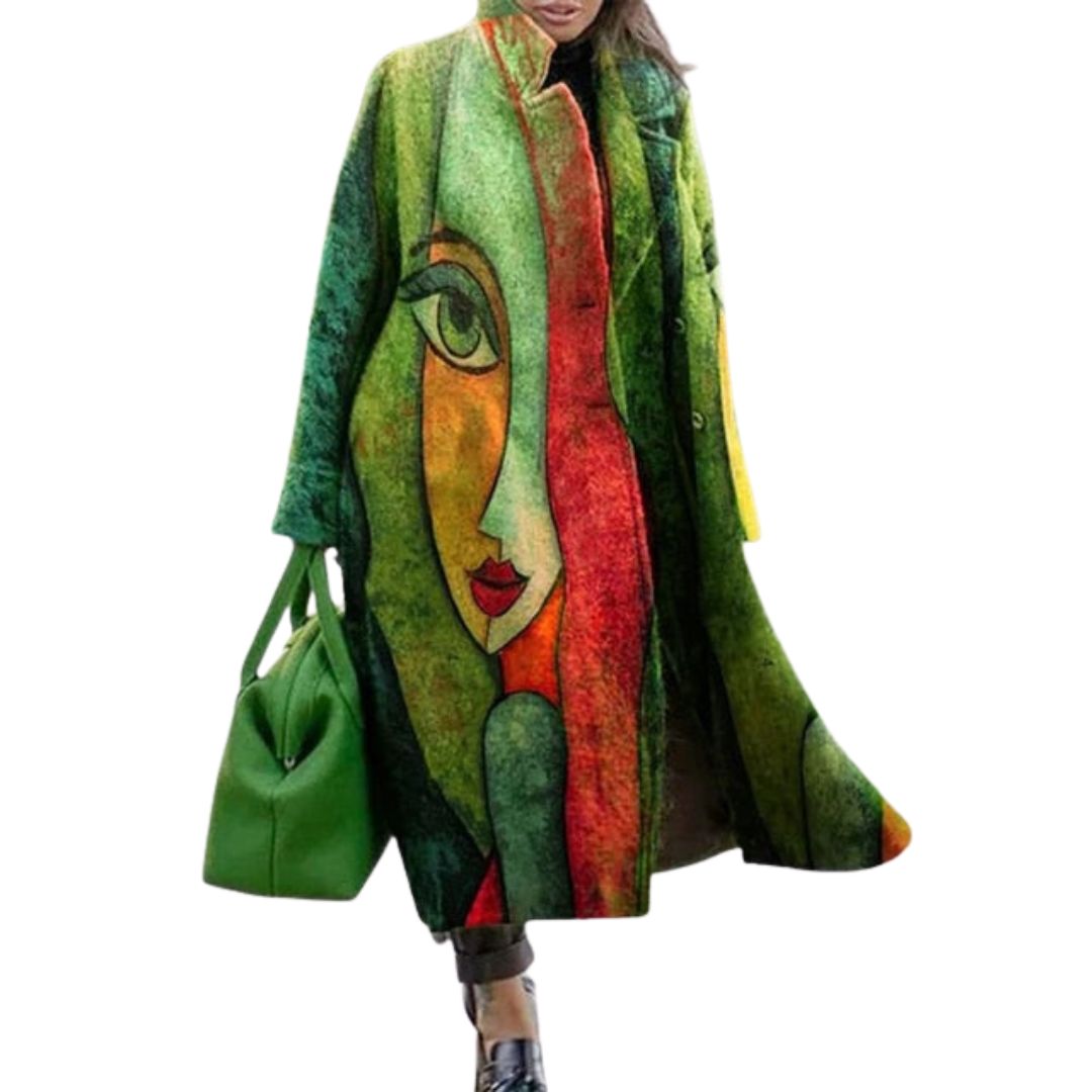 Octavia | Double Breasted Herringbone Wool Trench Coat Black