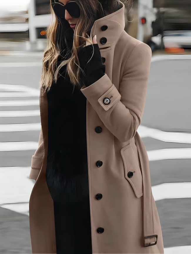 Yolanda | Classic Belted Fur Trench Coat Brown White Black — Beige