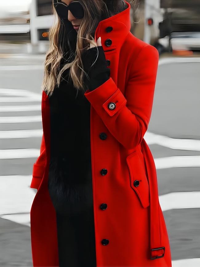 Yolanda | Classic Belted Fur Trench Coat Brown White Black — Red