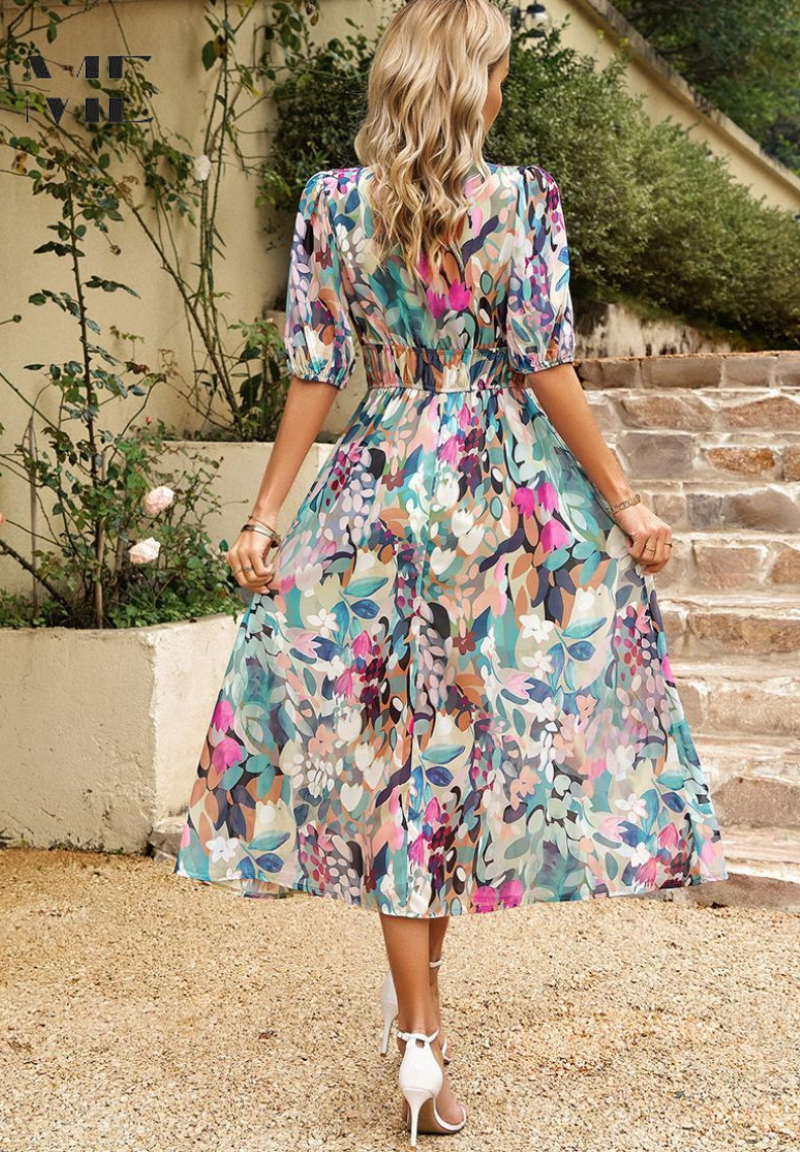 Yolanda | Floral Puff Sleeve Mini Dress Summer Occasion