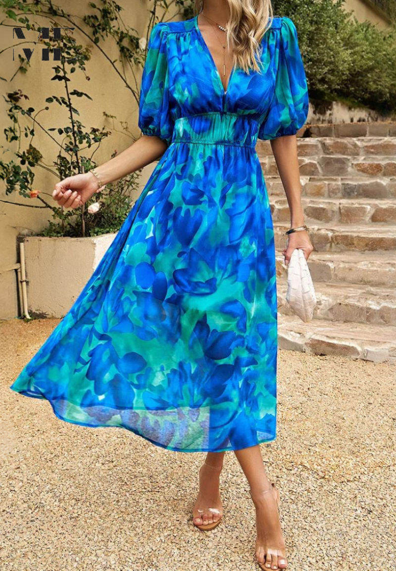 Yolanda | Floral Puff Sleeve Mini Dress Summer Occasion