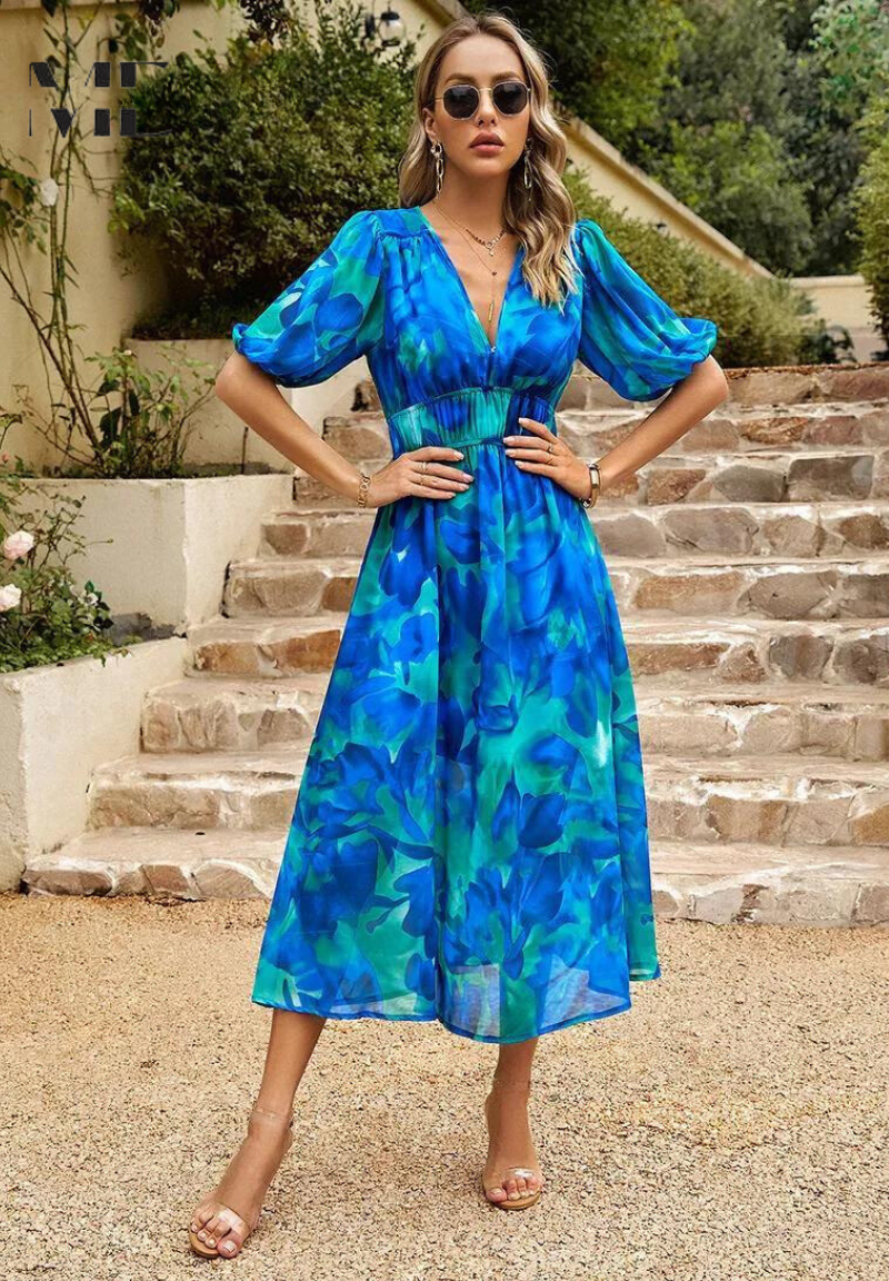 Yolanda | Floral Puff Sleeve Mini Dress Summer Occasion