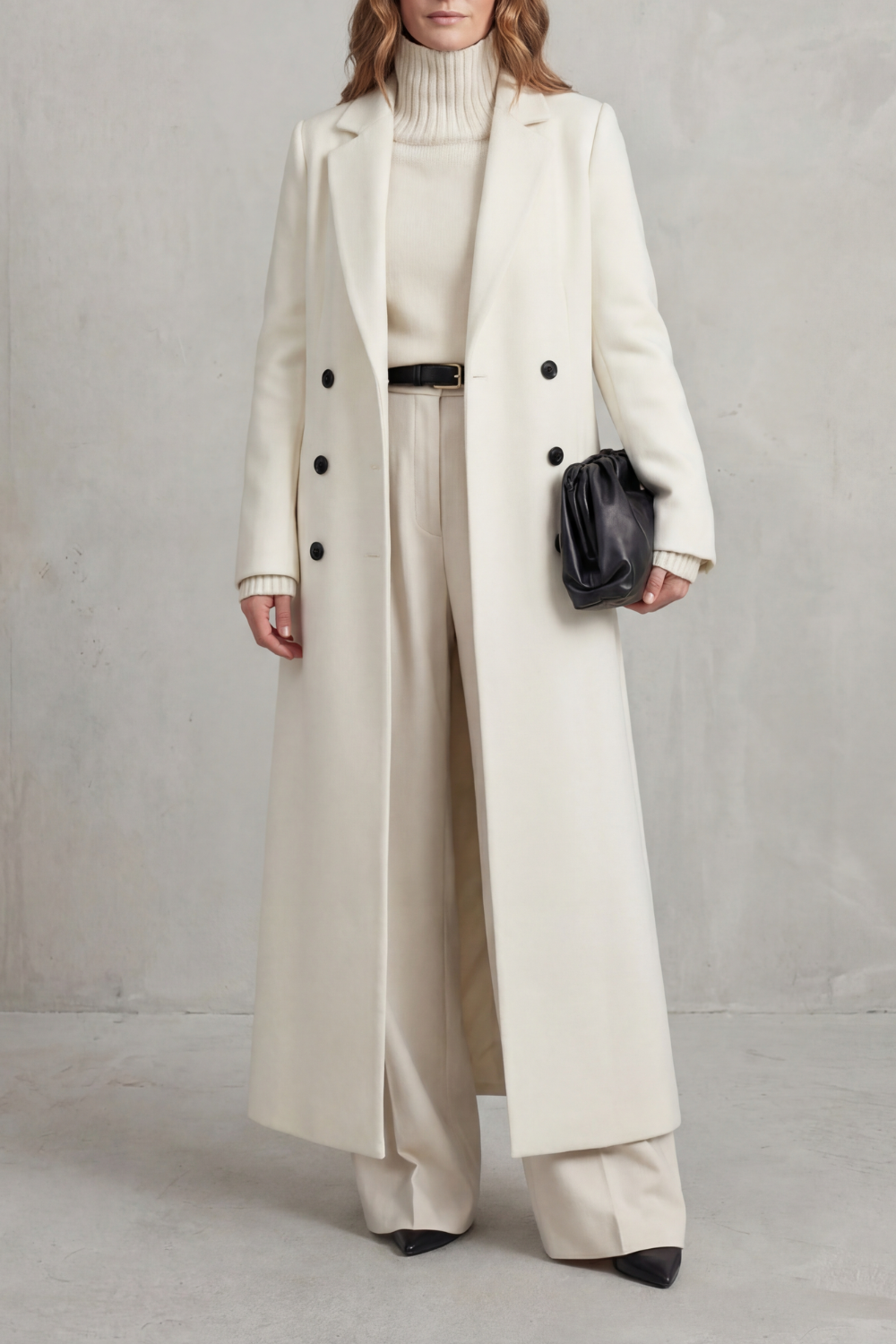 Odette | Longline Pink Camel Wool Coat For Winter Elegance — White