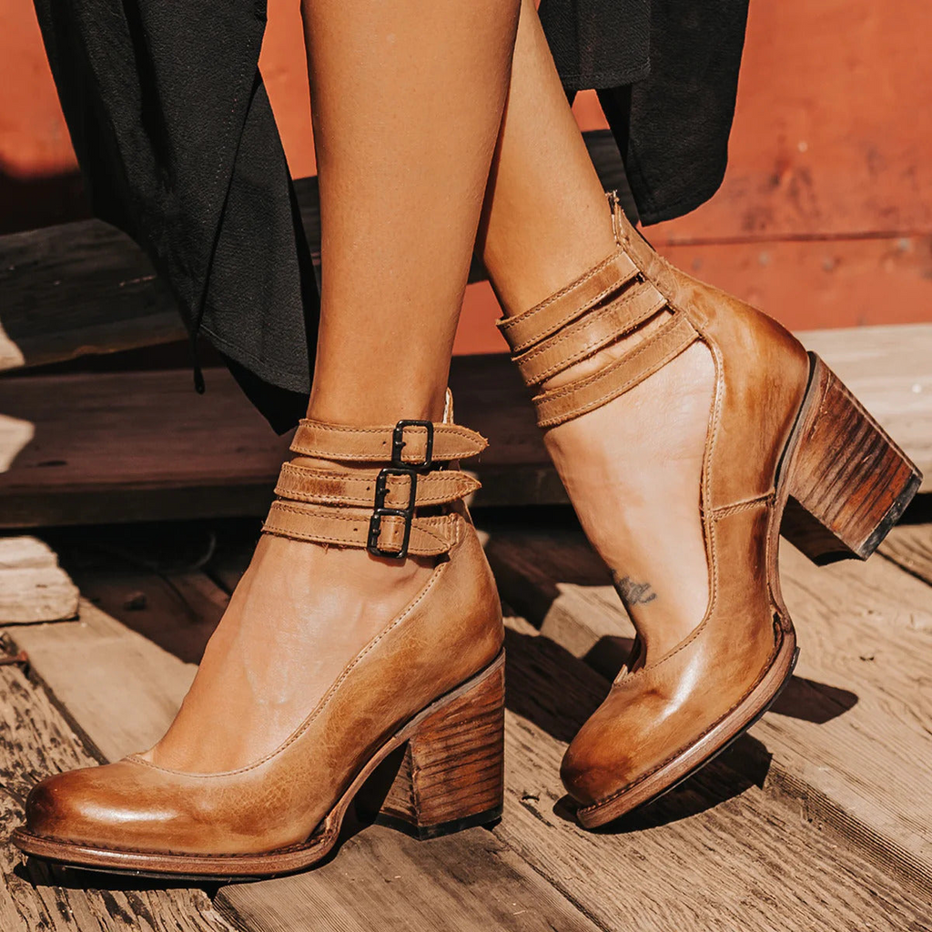 Ophelia | Blue Strappy Heels Vintage Ankle Strap Sandals