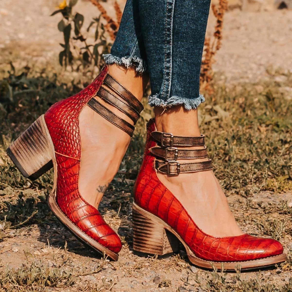 Ophelia | Blue Strappy Heels Vintage Ankle Strap Sandals