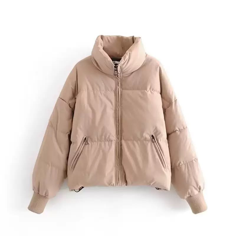 Elodie | Cropped Oversized Puffer Jacket With Hood — Khaki