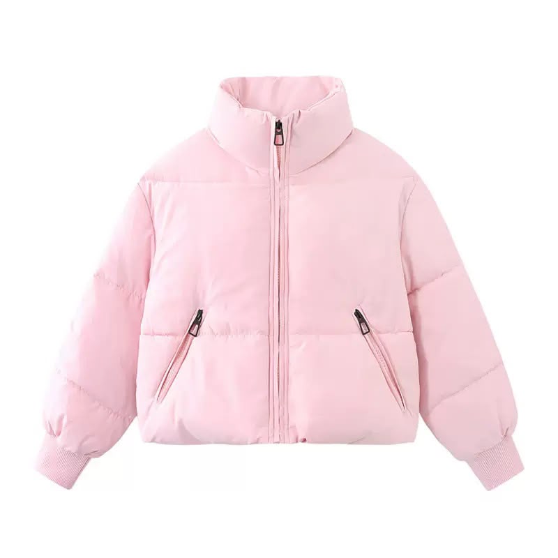Elodie | Cropped Oversized Puffer Jacket With Hood — Pink