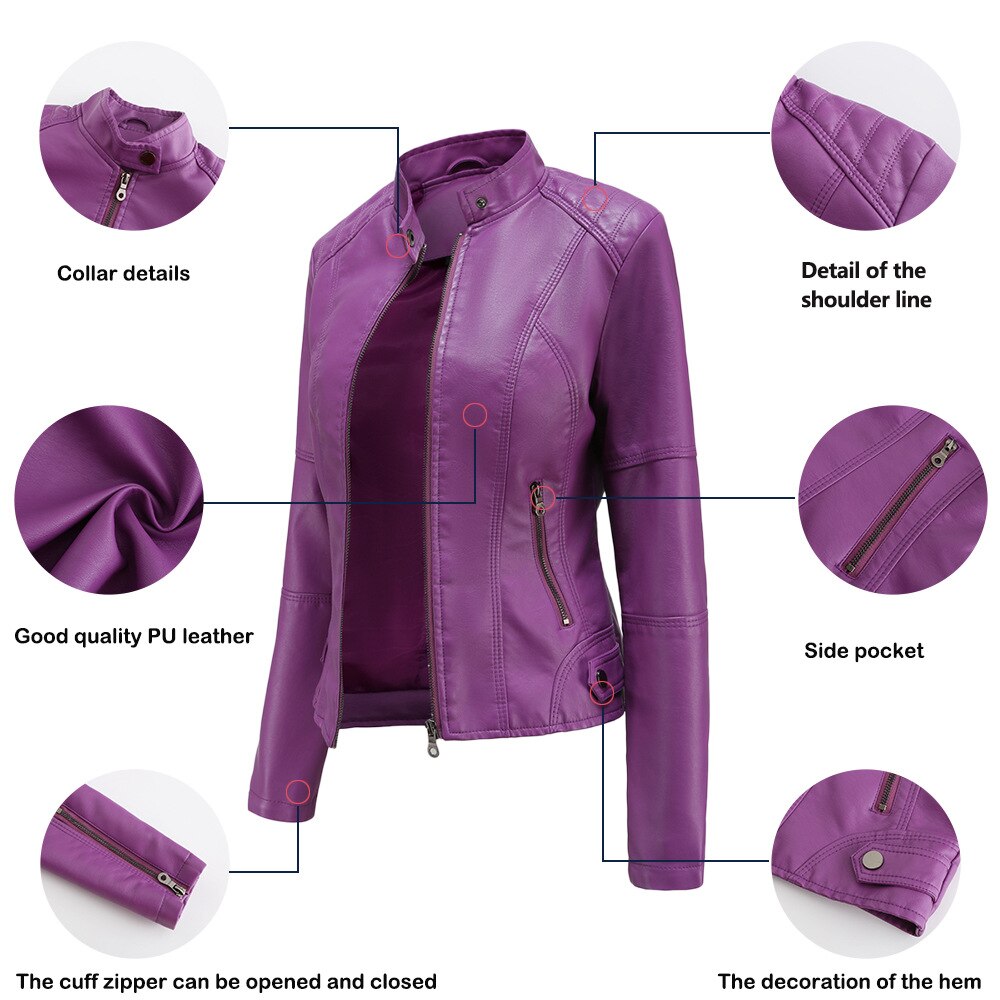 Clemence | Faux Leather Biker Jacket Fur Collar Motorcycle