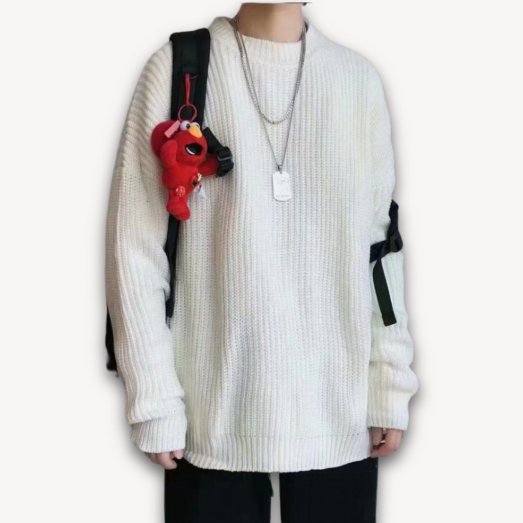 Persephone | Cream Chunky Cable Knit Roll Neck Oversized Jumper Sweater — White