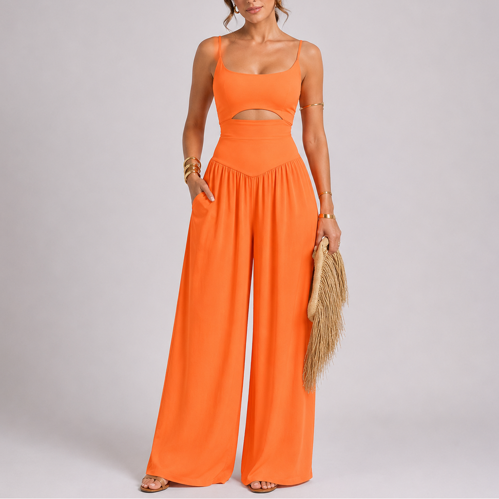 Sabine | Wide Leg Jumpsuit Casual Cut Out Tie Back
