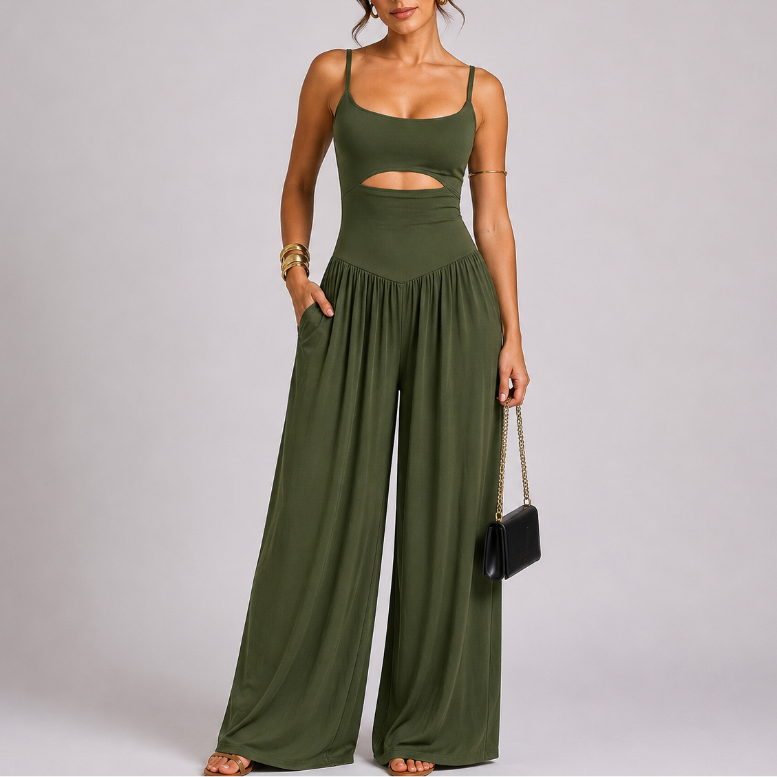 Sabine | Wide Leg Jumpsuit Casual Cut Out Tie Back