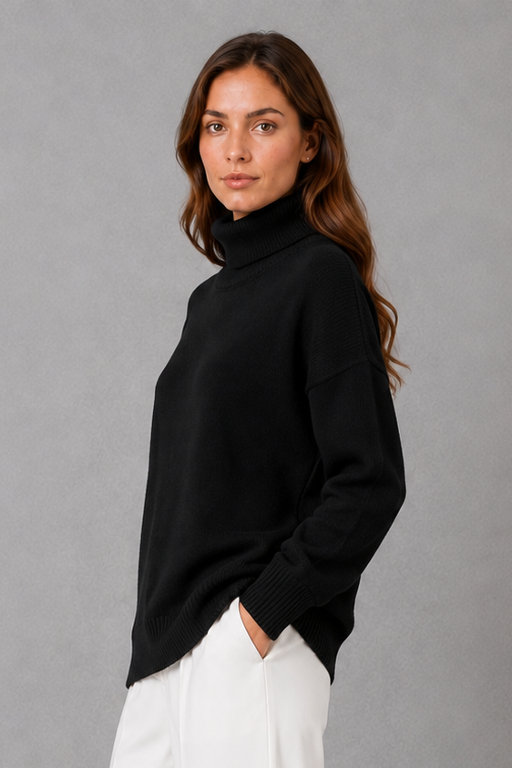 Rosanna | High Neck Turtleneck Knit Jumper Sweater V Relaxed