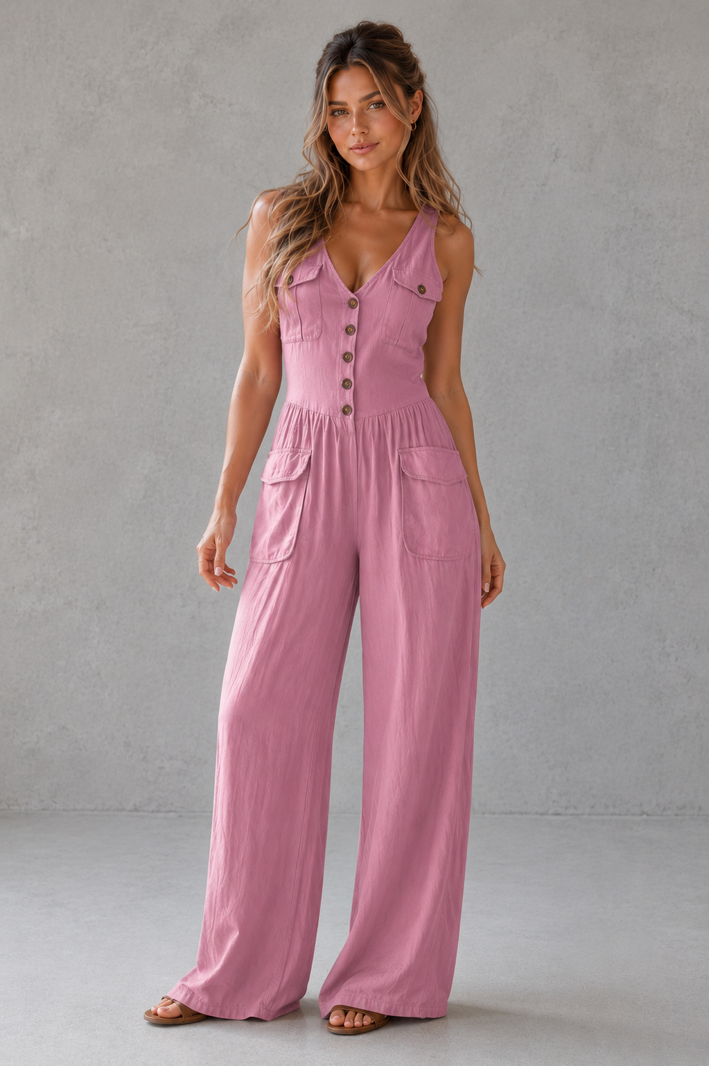 Cordelia | Wide Leg Casual Jumpsuit With Pockets