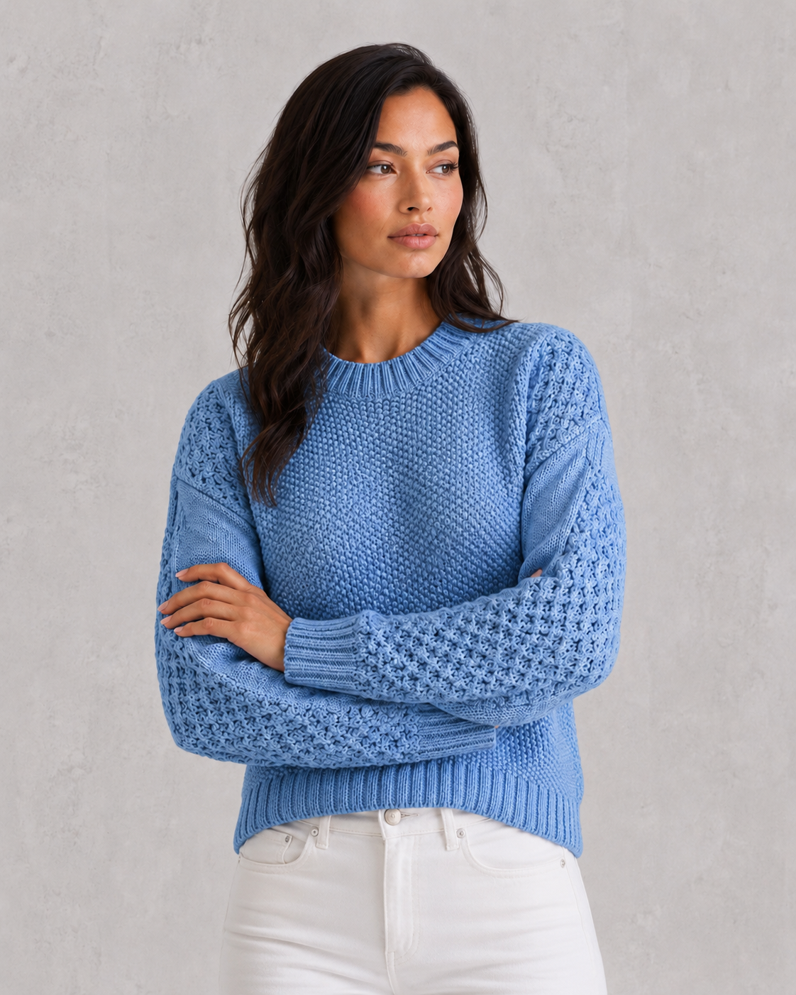 Delia | Oversized Chunky Cable Knit Long Cardigan Jumper Sweater — Baby Blue