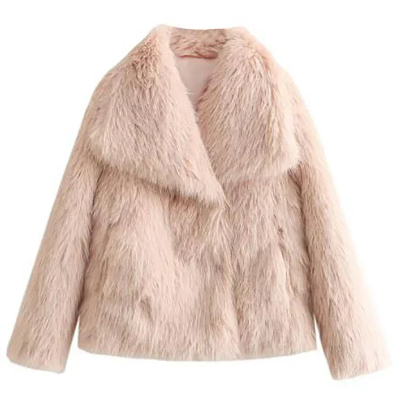 Honorine | Faux Fur Winter Jacket Black White Puffer Style — Light Pink