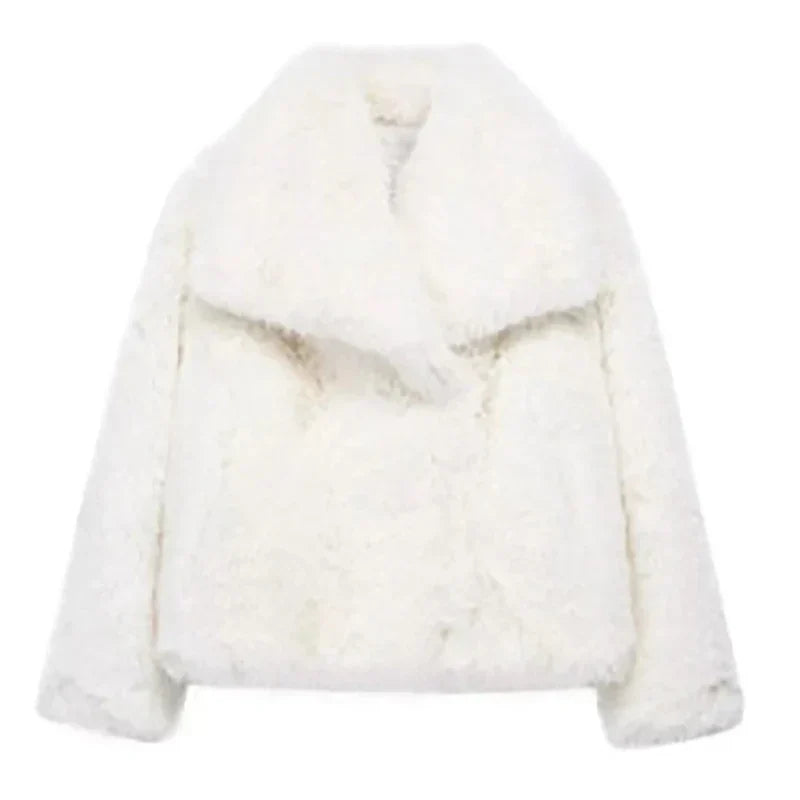Honorine | Faux Fur Winter Jacket Black White Puffer Style — White