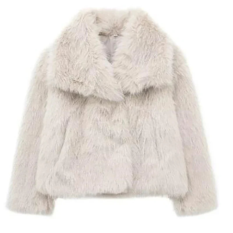 Honorine | Faux Fur Winter Jacket Black White Puffer Style — Cream