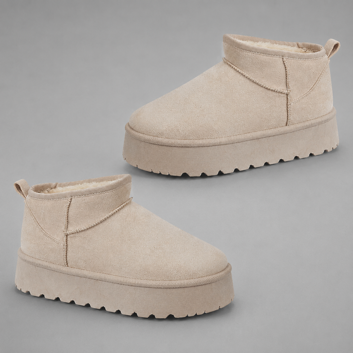 Flavie | Warm Fur Lined Platform Winter Snow Boots — Beige