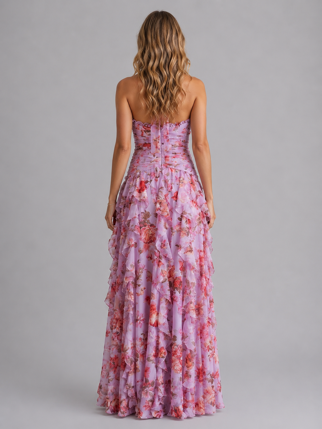Tamsin | Floral Halter Bridesmaid Dresses Maxi Wedding Guest