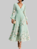 Leonie | Floral Bridesmaid Dresses Long Sleeve Midi