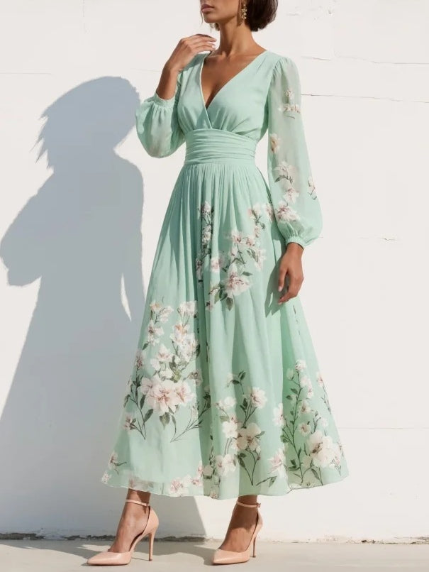 Leonie | Floral Bridesmaid Dresses Long Sleeve Midi