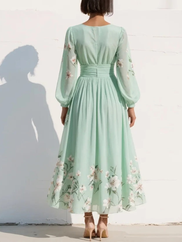 Leonie | Floral Bridesmaid Dresses Long Sleeve Midi