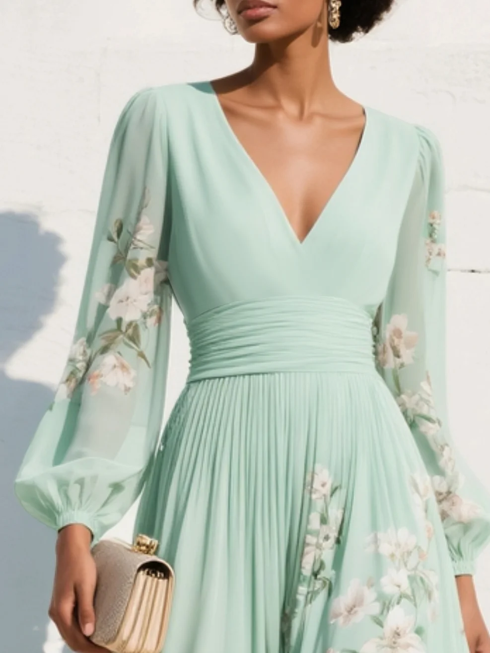 Leonie | Floral Bridesmaid Dresses Long Sleeve Midi