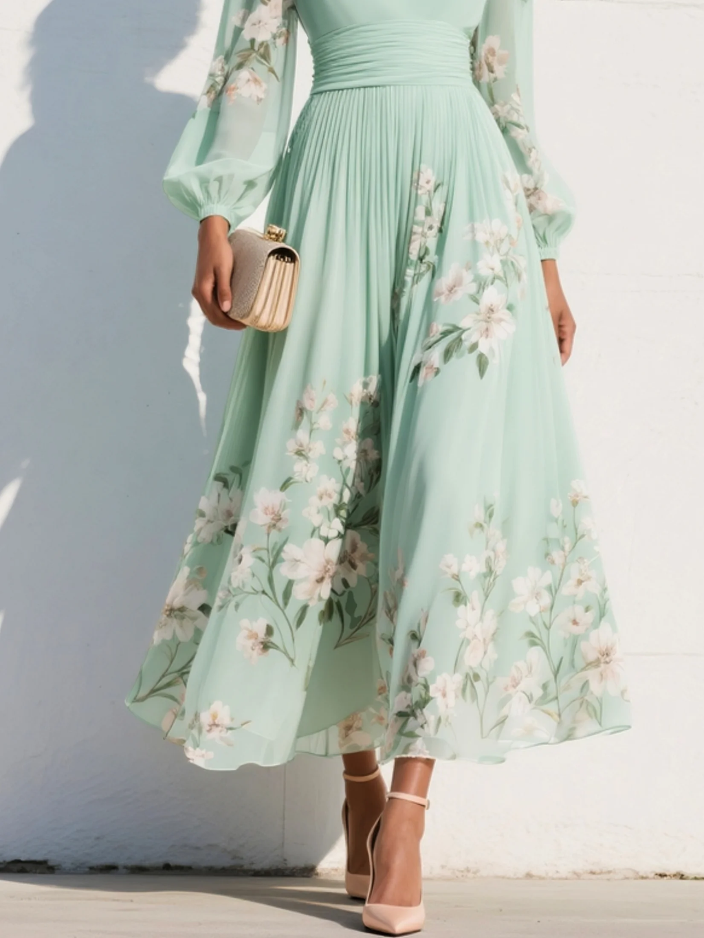 Leonie | Floral Bridesmaid Dresses Long Sleeve Midi