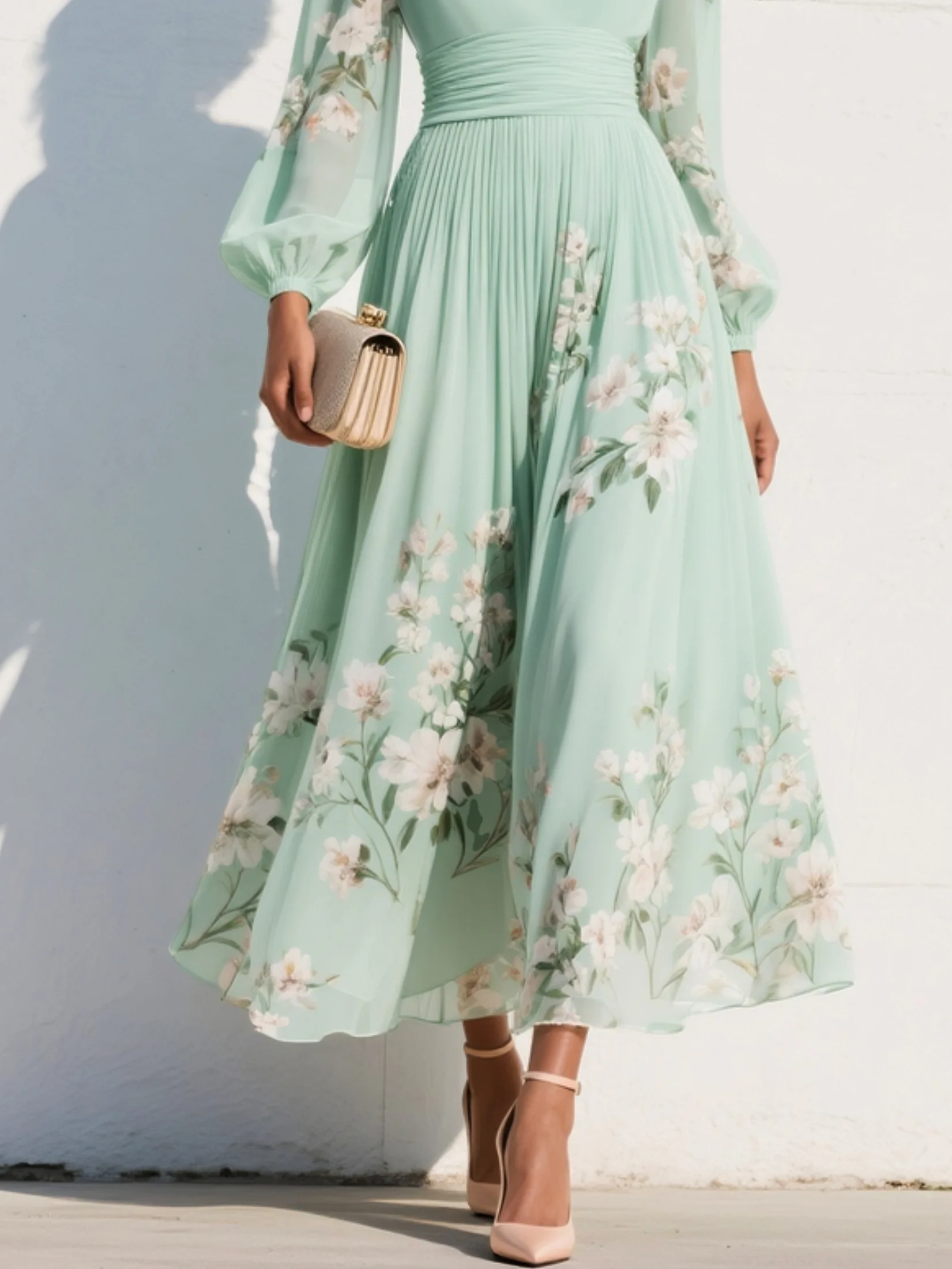 Leonie | Floral Bridesmaid Dresses Long Sleeve Midi