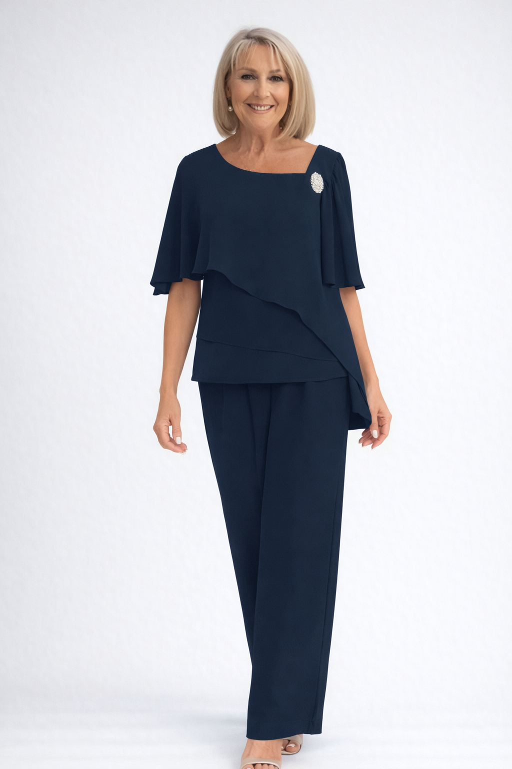Thalia | Elegant Navy Two-Piece Office Attire For Women