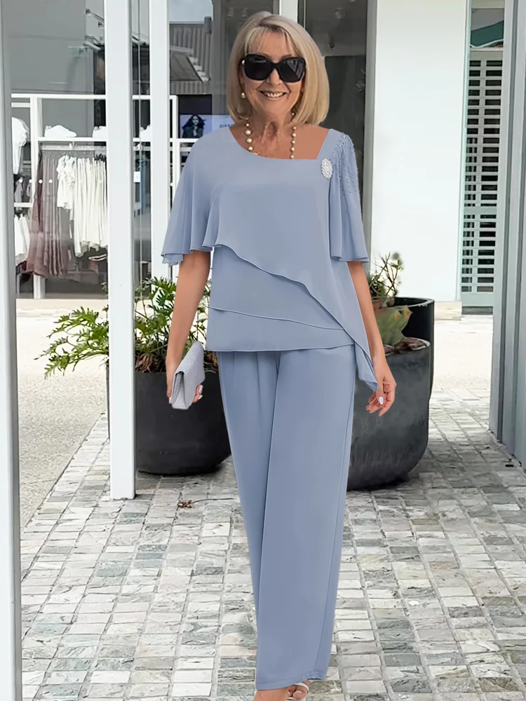 Thalia | Elegant Navy Two-Piece Office Attire For Women