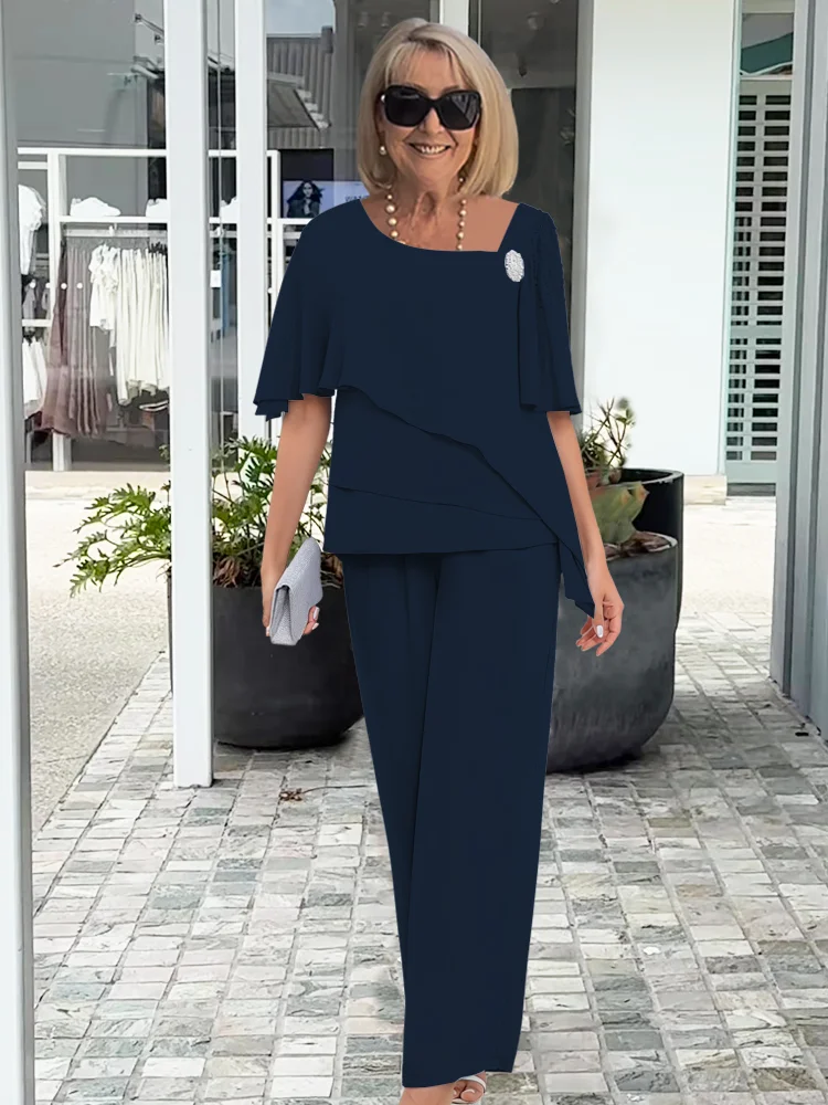 Thalia | Elegant Navy Two-Piece Office Attire For Women