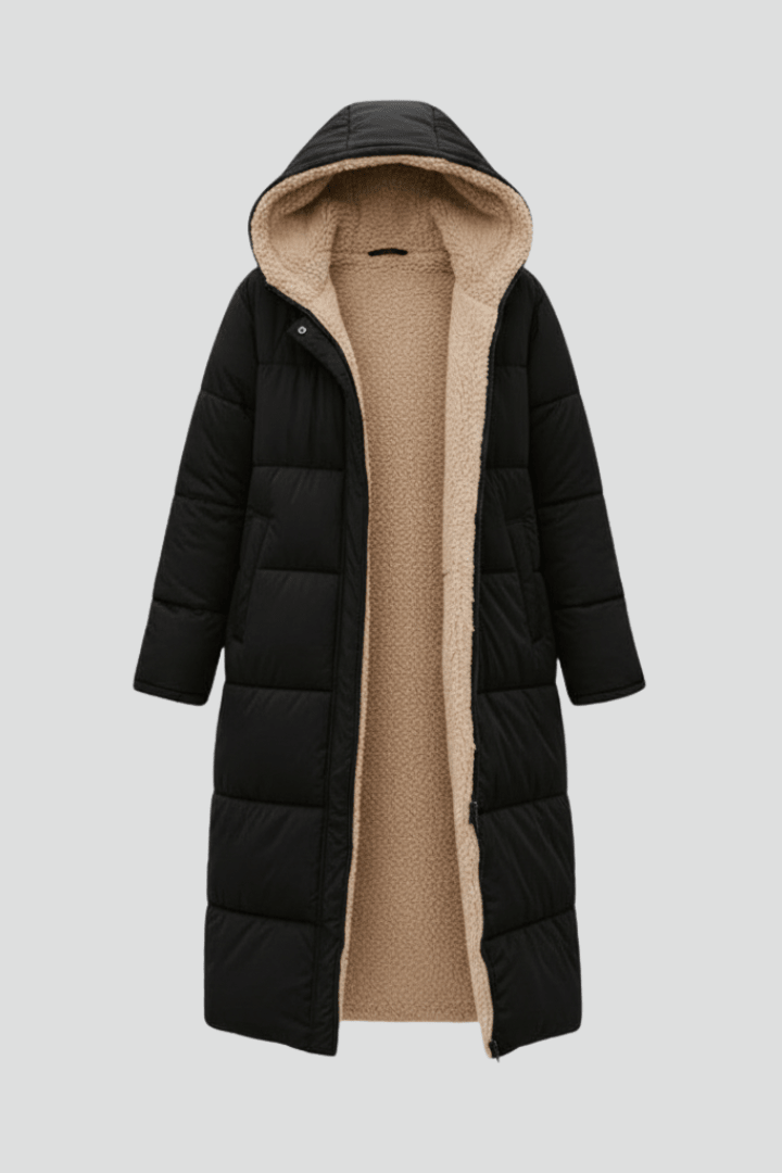 Beatrix | Long Black Quilted Puffer Longline Coat