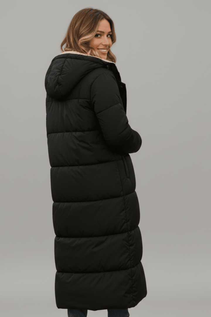 Beatrix | Long Black Quilted Puffer Longline Coat