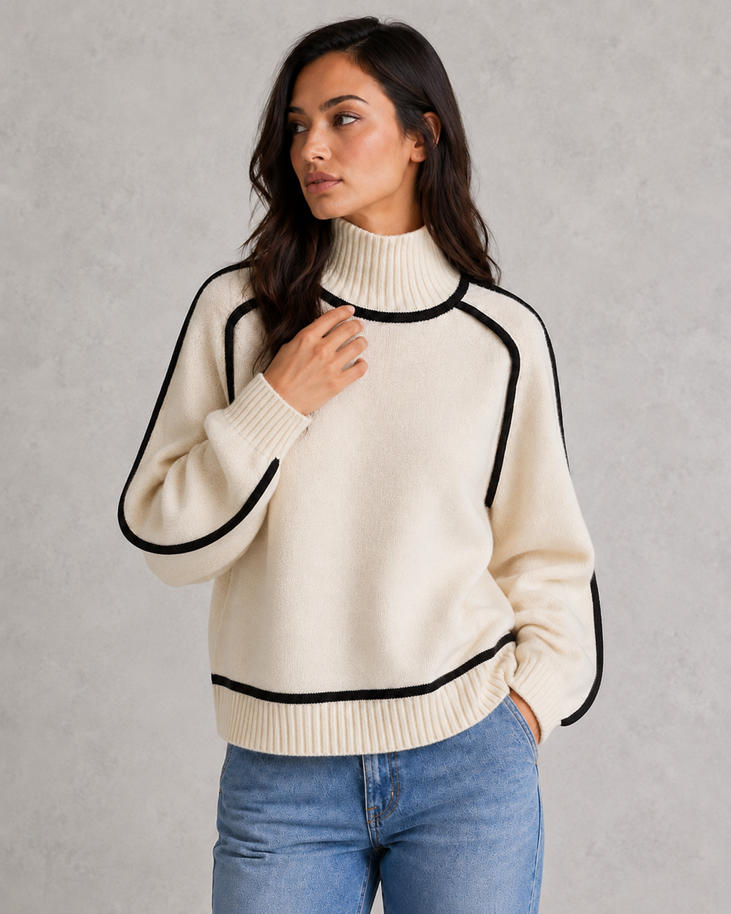 Xanthe | Cashmere Wool Roll Neck Jumper — White
