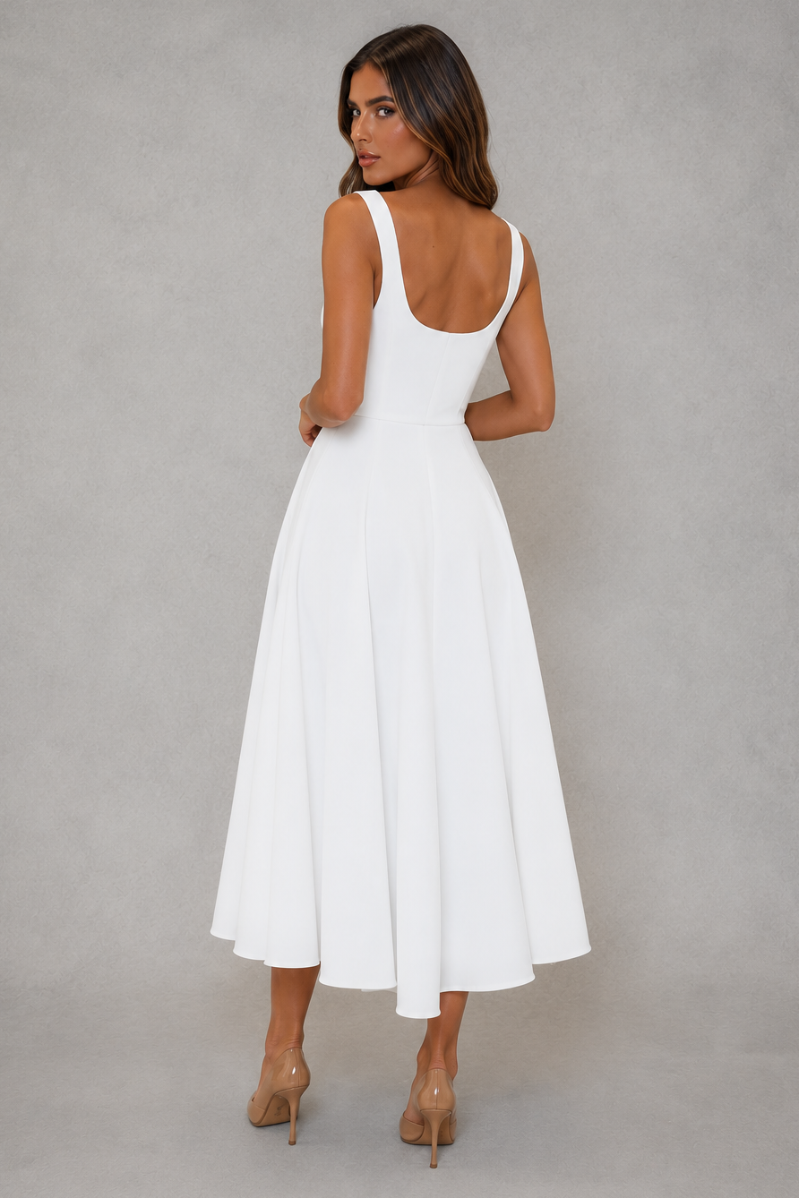 Pascale | Office Attire For Women Square Neck Midi Dress