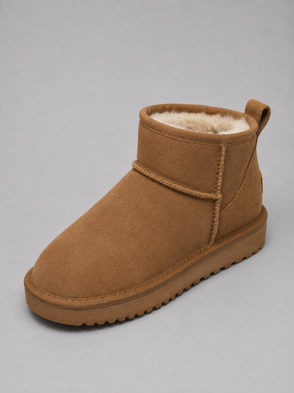 Edith | Black Suede Leather Winter Ankle Boots — Beige