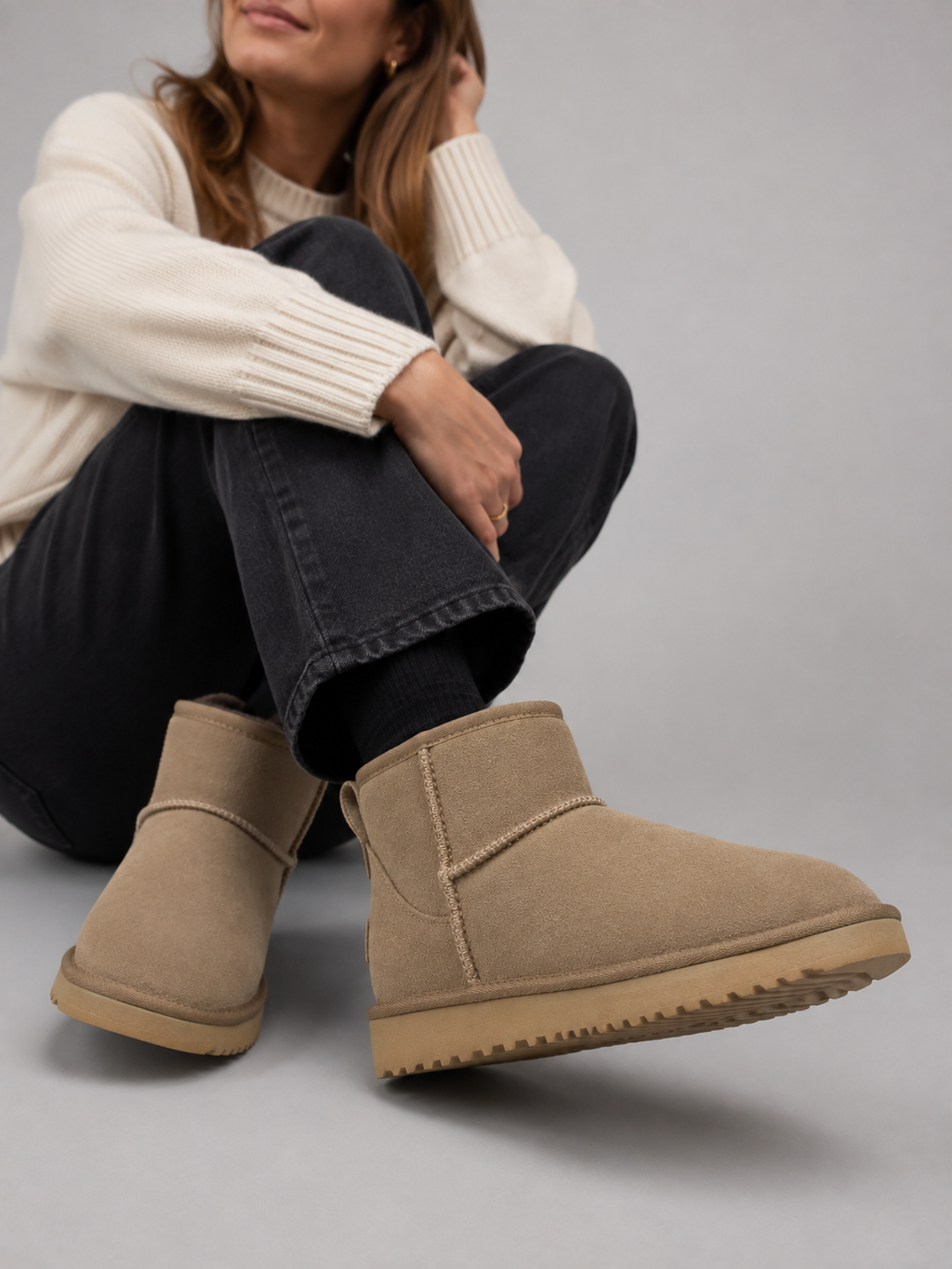 Edith | Black Suede Leather Winter Ankle Boots
