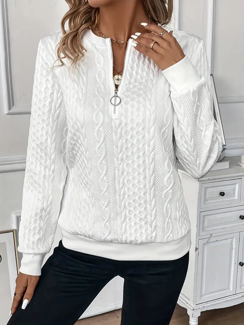 Hermione | Cable Knit Half Zip Chunky Knitted Sweater